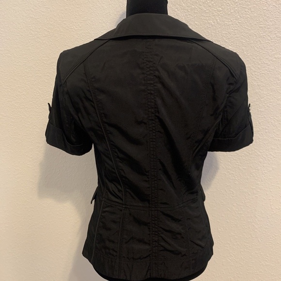 Short Sleeve Black Ruffled White House Black Market Dress Jacket Women's 2 - Picture 7 of 10